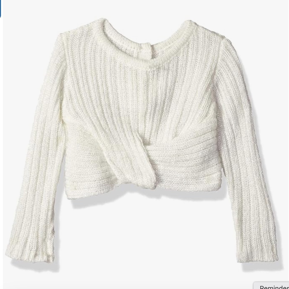 EUC Crazy 8 Baby Girls Long Sleeve Front Knot Sweater, Lurex Snow, 6-12 mo